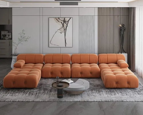 Vista 25 de JACH Sofá modular convertible de 104 pulgadas, sofás minimalistas de terciopelo de mediados de siglo, sofá ancho de 3 asientos moderno de lujo