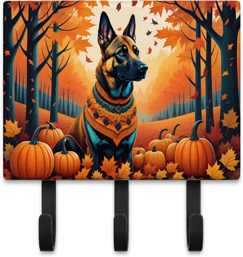 Vista 40 de Affenpinscher - Correa de otoño o llavero Affenpinscher Fall artwork on ceramic tile with three steel hooks for keys, leashes, towels