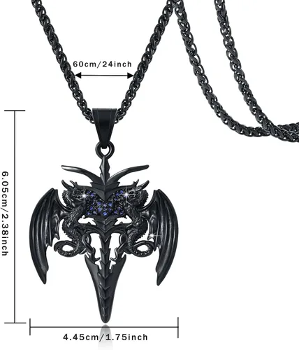 Vista 25 de YAMI Collar de alas angulares para hombre, ángel de la guarda, dragón, cuervo, pulpo, collar de anime, collar de acero inoxidable 316