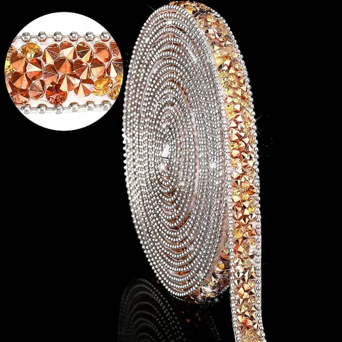 Vista 18 de Hicarer 3 yardas de cintas de diamantes de imitación de resina para boda, cinta autoadhesiva de diamantes de cristal, rollo de cinta de resina