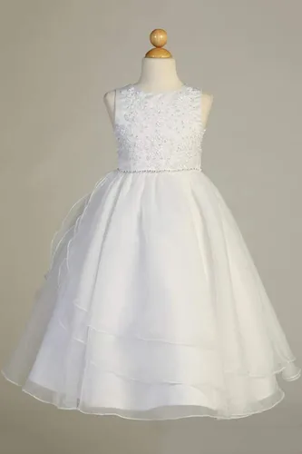 Vista 3 de Vestidos de Primera Comunión para Niñas 7-16 Vestido de Santa Comunión Blanco Vestidos de Primera Comunión para Niñas Plus