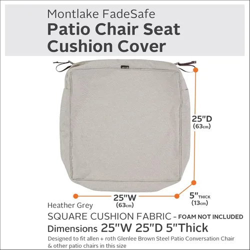 Vista 3 de Classic Accessories - Funda de cojín Montlake para banca de patio, Gris Heather Gris jaspeado