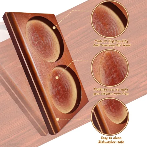 Vista 4 de Hion Bandeja de molino de sal y pimienta, bandeja de madera de roble, accesorios para molinillo de sal y pimienta