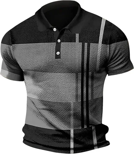 Vista 2 de Men's Short Sleeve Polo Shirts Casual Golf Printed T-Shirts Summer Pullover Tennis T-Shirt Tops