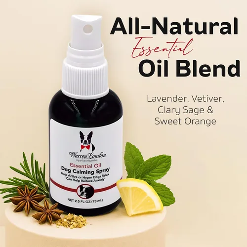 Vista 5 de Warren London Spray calmante de aromaterapia para perros, mezcla de aceites esenciales de 2.5 onzas (lavanda, vetiver, salvia clara y naranja dulce)