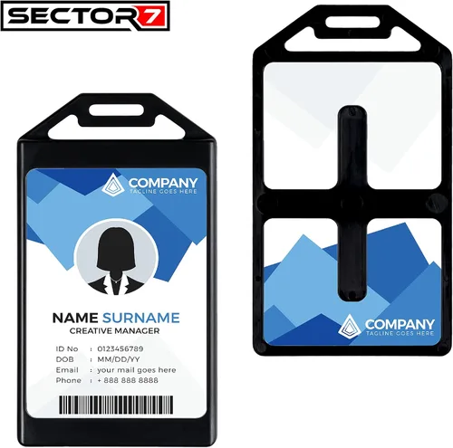 Vista 2 de Sector 7 - Soporte para tarjetas de identificación - 1 a 3 tarjetas - Escaneable RFID - Minimalista - Ligero - Plástico Negro