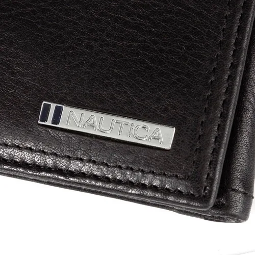 Vista 60 de Nautica Men's Trifold Wallet RFID Blocking Protection ID Window Card Slots Genuine Leather Durable