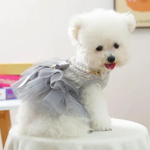 Vista 67 de ANIAC Daisy Vestidos para Perros Pequeños Hembra con Anillo para Correa, Nudo de Lazo Vestido de Boda para Cachorra, Traje de Gato de San Valentín