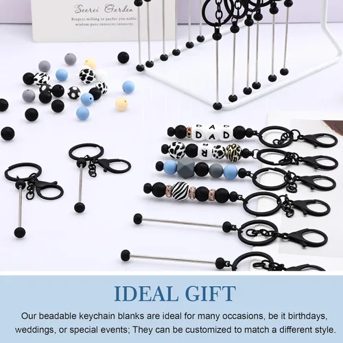 Vista 5 de Tondiamo 24 piezas de barras de llavero con cuentas a granel para kit de fabricación de llaveros, regalos para mujeres y hombres, manualidades DIY
