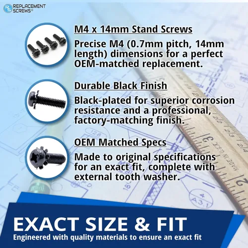Vista 3 de ReplacementScrews Tornillos M4 de 0.551 in compatibles con muchos soportes de TV LG, juego de 4