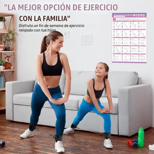 Vista 6 de Ankle Resistance Bands with Cuffs, Leg Exercise Equipment with Poster