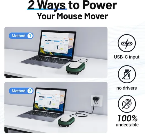 Vista 3 de HONKID Mouse Jiggler Mover con interruptor de encendido/apagado y puerto USB, sin controlador y no necesita software, simula el movimiento del mouse