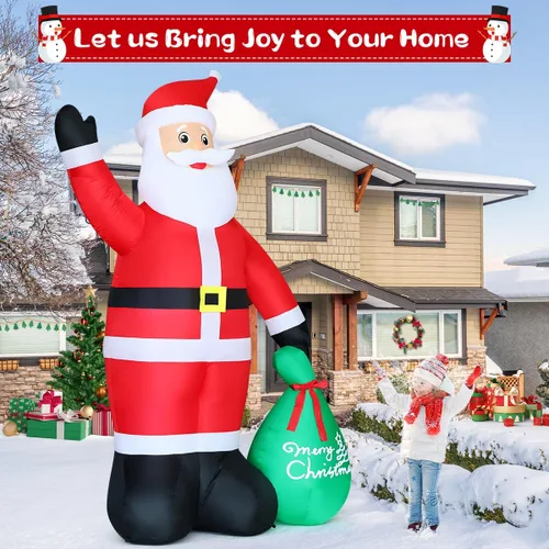 Vista 5 de GOOSH 3.14 m San Nicolás inflable de Navidad con movimiento, decoración de Santa Claus de Navidad al aire libre con bolsa de regalo y mano animada
