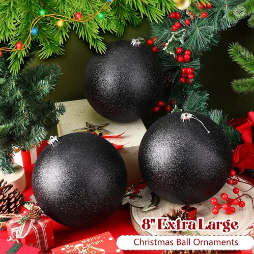 Vista 2 de Zubebe 6 Piezas Bolas de Navidad Extra Grandes de 8" para Exteriores, Adornos Jumbo Oversized para Árbol de Navidad, Decoraciones Gigantes, Bolas