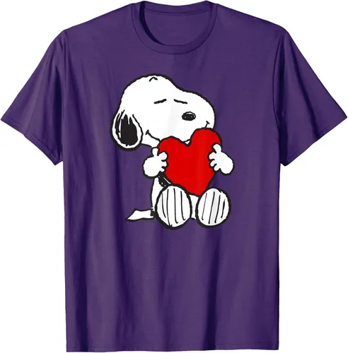 Vista 30 de Peanuts Camiseta de San Valentín Snoopy Hugging Heart, Negro