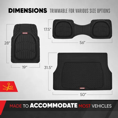 Vista 5 de Motor Trend FlexTough 4 piezas de alfombrillas resistentes para coches, camiones, SUV, juego completo de alfombrillas para automóvil, delanteras