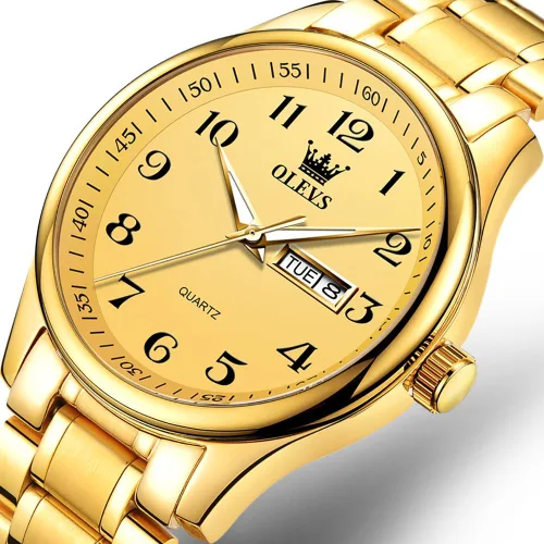 Vista 2 de OLEVS Reloj para hombre vestido de negocios diamante analógico cuarzo fecha lujo clásico acero inoxidable impermeable luminoso dos tonos reloj