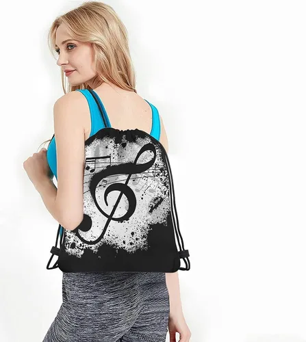Vista 4 de Notas musicales Bolsas con cordón Mochila Bolsa de gimnasio Bolsa con cordón, Multi-a146, Mochilas de viaje