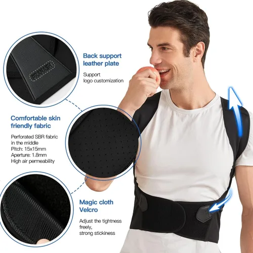 Vista 2 de Corrector de postura para mujeres y hombres, enderezador de hombro ajustable, soporte de espalda, escoliosis de la columna superior, jorobado (XL)