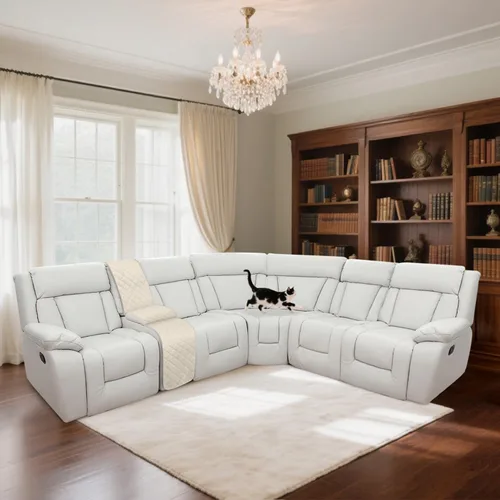 Vista 6 de HDCAXKJ Fundas de Sofá Seccional Reclinable de Terciopelo en Forma de L, Funda para Sofá Reclinable de Esquina con Consola Central, Lavable, Gruesa