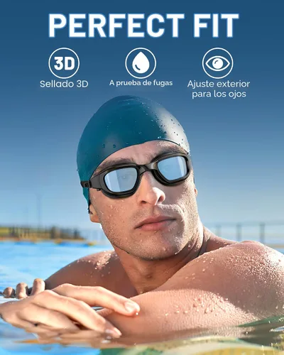 Vista 4 de Gafas de natación polarizadas, gafas de natación unisex para adultos, antivaho, anti UV, vista amplia, gafas de piscina para hombres y mujeres