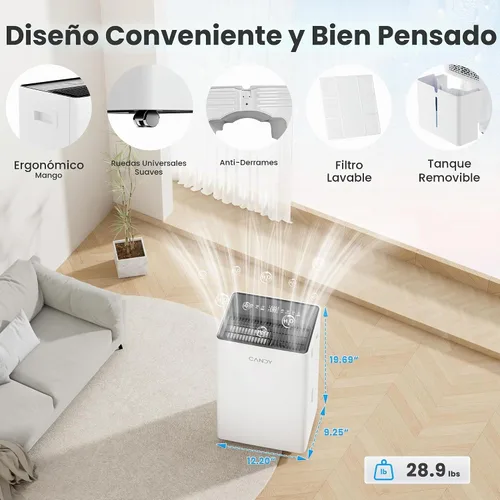 Vista 6 de Candy Deshumidificador de 4500 pies cuadrados para sótano, deshumidificadores de 80 pintas para el hogar, modo continuo/reposo/automático, tanque
