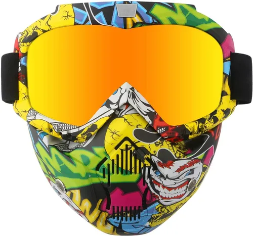 Vista 10 de Gafas de motocicleta con máscara facial desmontable, gafas de motocross de cara completa protectoras, gafas ATV, de bicicleta de tierra, MX