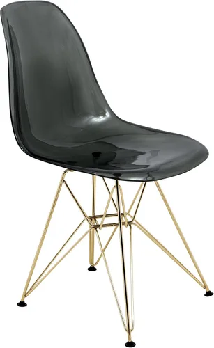 Vista 22 de LeisureMod Sillas de comedor de acrílico con base Eiffel cromada, respaldo ergonómico curvado, juego de 2 sillas laterales ligeras para cocinas