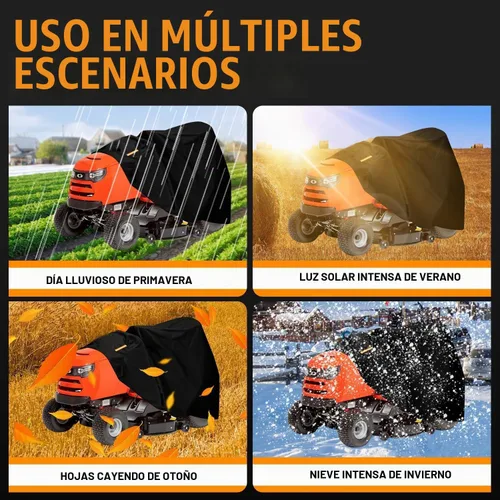 Vista 7 de Funda para cortacéspedes de montar impermeable para exteriores, fundas resistentes para tractor 600D anti-UV, ajuste universal para plataformas