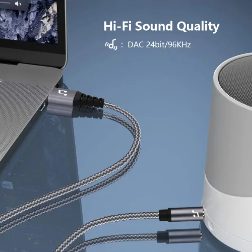 Vista 4 de Adaptador de conector de audio USB a 0.138 in, cable de audio estéreo AUX USB 2.0 a 0.138 in, compatible con laptop, altavoz, soporte de ventanas