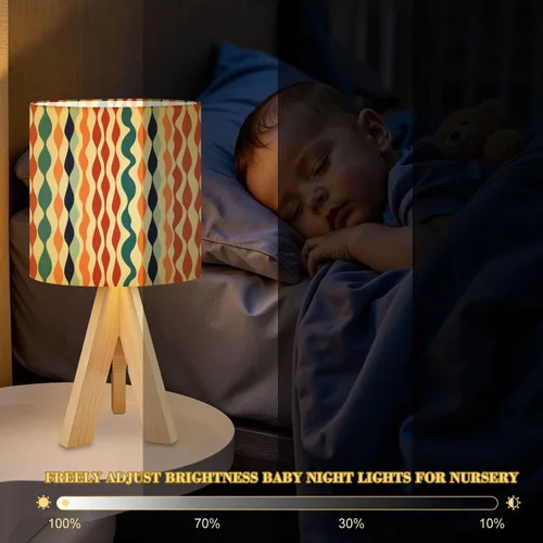 Vista 6 de Tripod Table Lamp Retro Checkered Peel Stick Geometric Abstract Modern 1970s Bedside Lamps Small Lamp Nightstand Lamp with Linen Lampshade Table
