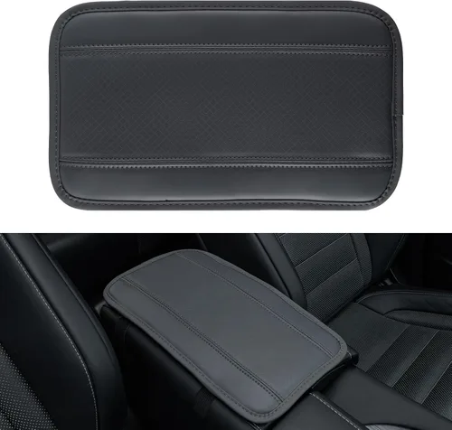 Vista 8 de Amiss - Funda consola central de automóvil, impermeable, transpirable, ajuste universal, accesorios para reposabrazos de cuero para proteger la negro