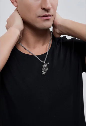 Vista 19 de YAMI Collar de alas angulares para hombre, ángel de la guarda, dragón, cuervo, pulpo, collar de anime, collar de acero inoxidable 316