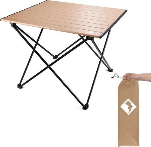 Vista 12 de VILLEY - Mesa auxiliar de aluminio portátil, ultraligera y plegable con bolsa de transporte, para acampar, cocinar al aire libre, picnic