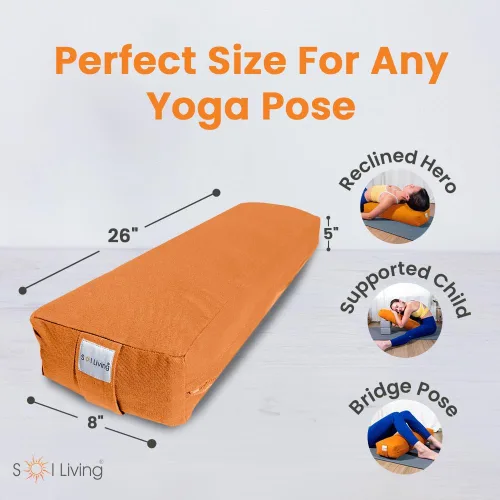 Vista 104 de Sol Living Almohada de yoga rectangular para meditación, accesorios de meditación de algodón, almohada de meditación restaurativa de yoga, almohada