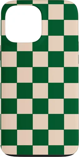 Vista 24 de Funda de tablero de ajedrez a cuadros blanco crema verde para iPhone 17