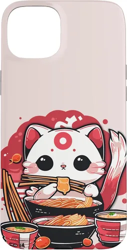 Vista 9 de iPhone 16 Japanese Cat Eating Ramen Cute Kawaii Cat Case