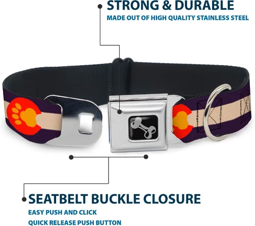 Vista 4 de Buckle-Down - Collar de perro con diseño de bandera de Colorado (13.0 – 18.0 in)