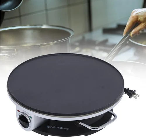 Vista 7 de Máquina de crepes eléctrica de 13 pulgadas para crepes de 1000 W, máquina de crepas redonda de acero inoxidable con 3 botones de control
