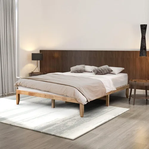 Vista 8 de Marco de cama de madera de goma tamaño Queen con almacenamiento para dormitorio, marco de cama resistente con soporte de listones de madera maciza