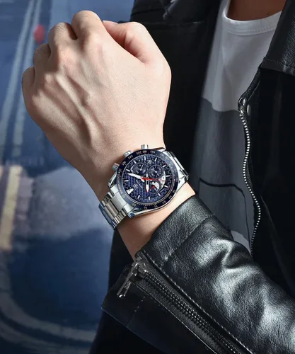 Vista 2 de BENYAR Fashion Men's Quartz Chronograph Waterproof Silicone Watches Business Casual Sport Design Wrist Watch for Men Perfect for Father Son Black