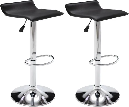 Vista 12 de Vogue Furniture Direct - Juego de 2 taburetes de bar ajustables, taburetes de bar giratorios de cuero sintético con elevación, silla de bar sin