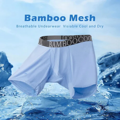 Vista 4 de BAMBOO COOL Men's Cool Breathable Mesh Underwear Moisture-Wicking Boxer Briefs Performance 4 Pack