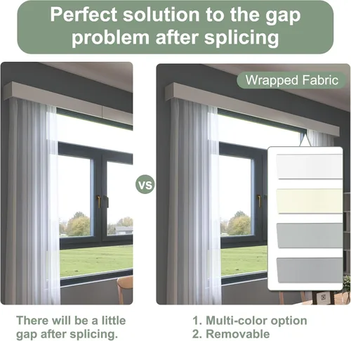 Vista 2 de zshine Panel Cenefa de Cortina Sin Rieles Cenefa Decorativa Montaje en Techo o Pared Longitud Personalizable para Persianas Enrollables, Persianas