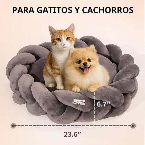 Vista 6 de CHEERPALS Cama Tejida para Gatos de Interior, Linda Cama para Mascotas con Almohadón Lavable Cama Esponjosa para Perros Pequeños (Gris Oscuro)