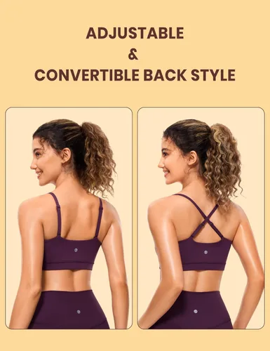 Vista 5 de CRZ YOGA Butterluxe - Brasier deportivo ajustable con tirantes delgados para mujer, con relleno, sin varillas, cuello cuadrado, para entrenamiento
