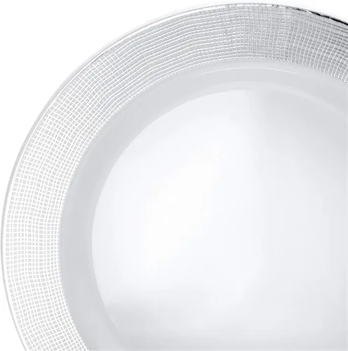Vista 3 de Occasions" - Juego de 300 piezas y 60 platos de plástico desechables para bodas y cubiertos (lino blanco y plateado, cubiertos plateados)