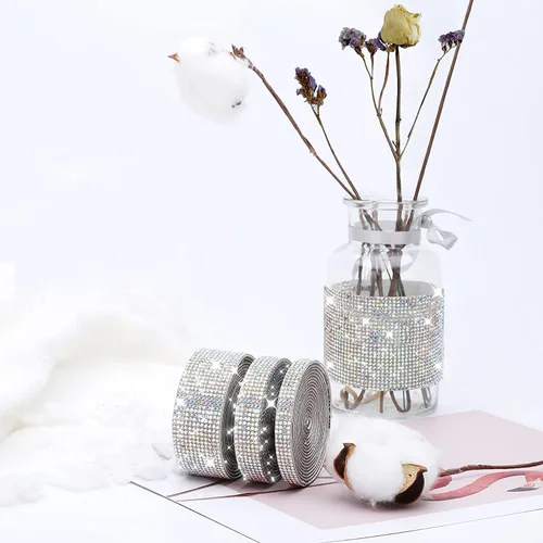 Vista 7 de 4 Rollos de Cinta Autoadhesiva de Diamantes de Imitación de Cristal, Cinta de Diamantes Bling con Adhesivos de 2 mm para Manualidades, Boda, AB
