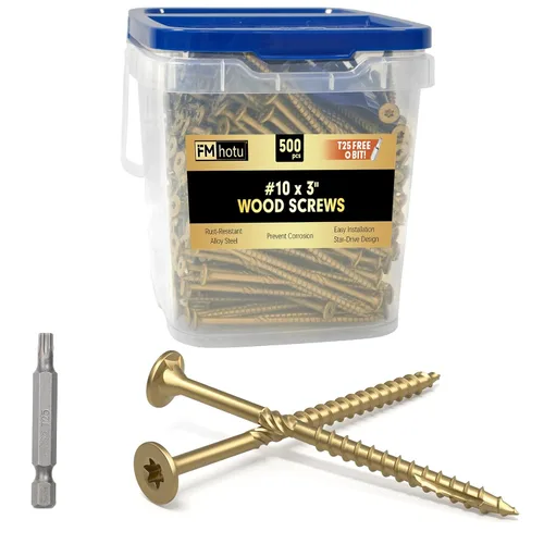 Vista 23 de #10 x 2-1/2" Tornillos para Terraza, 108 Piezas Tornillos para Madera con Cabeza Estrella, Tornillos para Madera Resistentes al Óxido para Negro