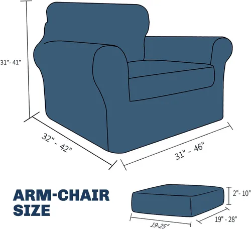 Vista 6 de JIVINER 2 piezas, fundas para sillón para sala de estar, fundas elásticas para silla, con 1 funda de cojín de asiento, funda gruesa, ajustable